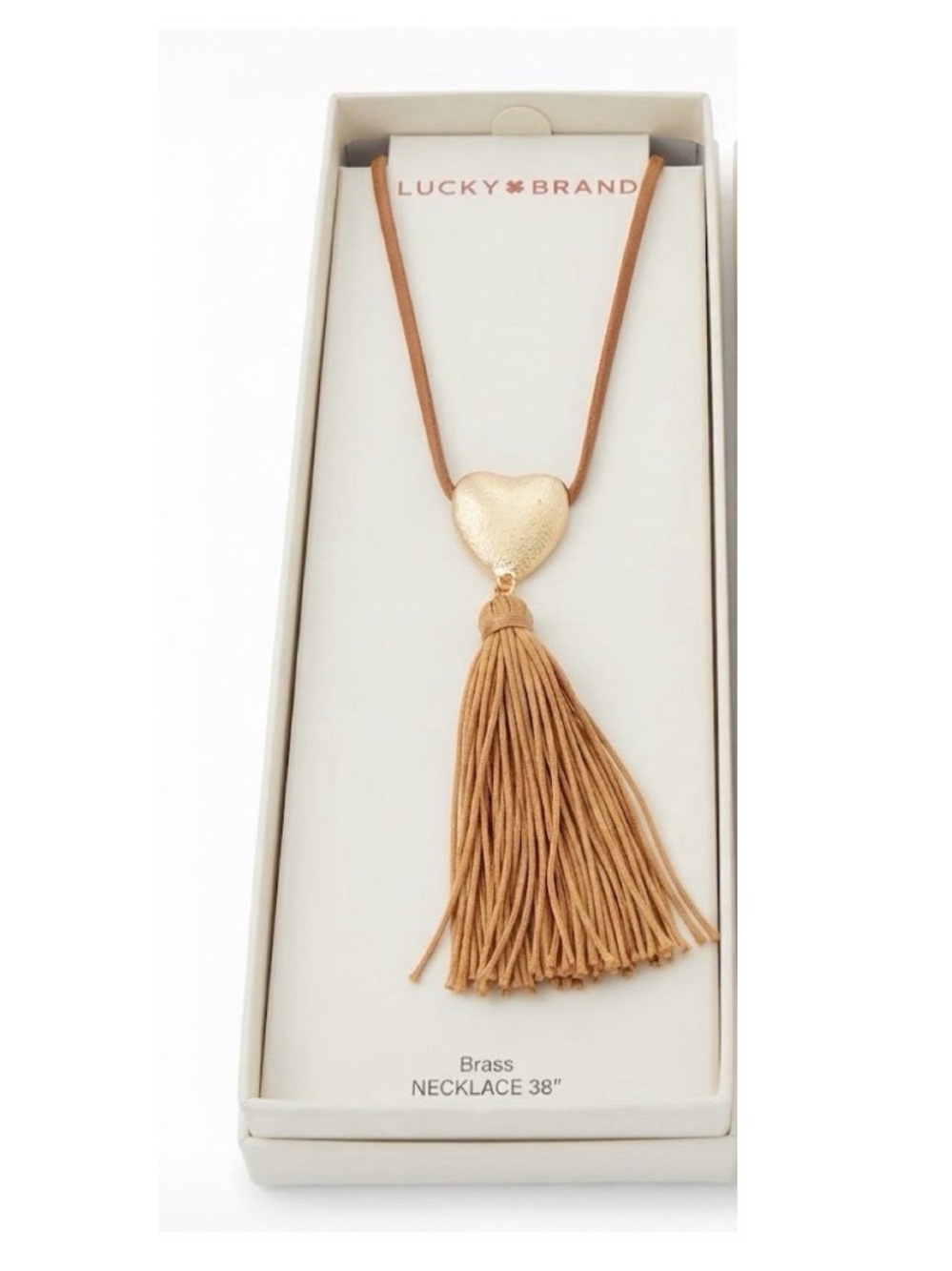 NWT ⚜️🤎⚜️ LUCKY BRAND Brass Heart Tassel Necklace